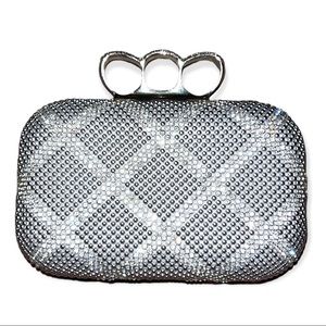 DAVID’S BRIDAL SILVER RHINESTONE CLUTCH